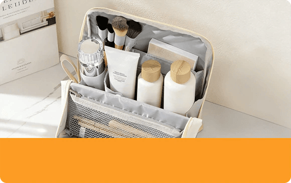 Packed organizer showing upright capacity